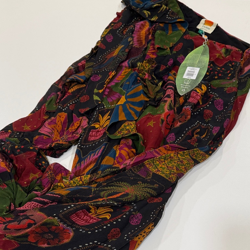 NWT Farm Rio One-Shoulder Floral Printed Midi Dress in Black and Multi - Picture 7 of 8